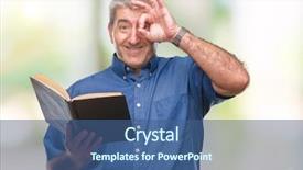  Presentation with teacher - Slide set consisting of handsome senior teacher man reading background and a  colored foreground