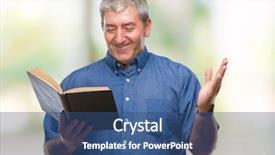  Presentation with teacher - Presentation theme featuring handsome senior teacher man reading background and a  colored foreground