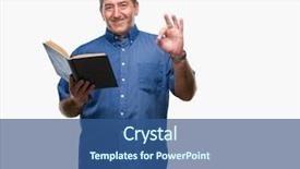  Presentation with teacher - Amazing presentation theme having handsome senior teacher man reading backdrop and a ocean colored foreground