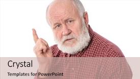  Presentation with upwards - Colorful presentation theme enhanced with handsome-serious-bald-and-bearded backdrop and a soft green colored foreground