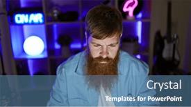  Presentation with video gaming - Presentation featuring handsome-serious-faced-redhead-guy and a teal colored foreground