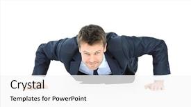  Presentation with man power service - Colorful PPT layouts enhanced with handsome service business man doing backdrop and a white colored foreground