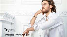  Presentation with sexy - Beautiful PPT theme featuring interior men's beauty fashion backdrop and a light gray colored foreground