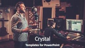  Presentation with singer - Beautiful PPT theme featuring handsome singer and sound engineer backdrop and a dark gray colored foreground