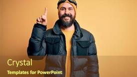  Presentation with bald - Slide deck enhanced with handsome-skier-bald-man background and a tawny brown colored foreground