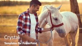  Presentation with nature countryside - Presentation theme enhanced with handsome-smiling-man-leading background and a coral colored foreground