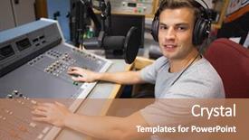  Presentation with radio station - Cool new theme with handsome smiling radio host moderating backdrop and a coral colored foreground