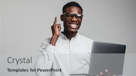  Presentation with formal - Colorful presentation theme enhanced with handsome-smiling-young-african-business backdrop and a light gray colored foreground