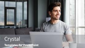  Presentation with clothes - Amazing slides having handsome-smiling-young-bearded-man backdrop and a gray colored foreground