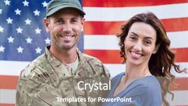  Presentation with communist party of vietnam flag - Slide set consisting of handsome soldier reunited with partner background and a gray colored foreground