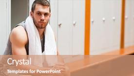  Presentation with sports - Amazing presentation theme having handsome sports student sitting backdrop and a coral colored foreground