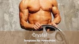  Presentation with alloy - Slide set consisting of handsome sporty man with muscular body holding alloy wheel background and a coral colored foreground