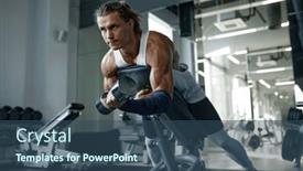  Presentation with strong - Presentation theme with handsome-strong-man-lifting-dumbbells background and a  colored foreground