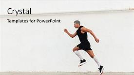  Presentation with strong as a rock - Colorful presentation design enhanced with handsome strong young sportsman running backdrop and a white colored foreground