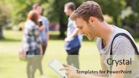  Presentation with student - Amazing slide deck having handsome student studying outside backdrop and a soft green colored foreground