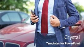  Presentation with successful - PPT theme having handsome-successful-businessman-near-car background and a ocean colored foreground