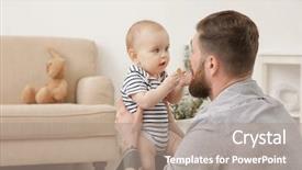 Presentation with baby food - Beautiful slides featuring handsome tattooed young man playing backdrop and a coral colored foreground