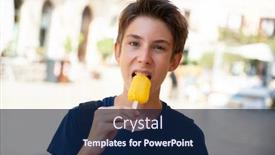  Presentation with ice cream - PPT theme featuring handsome-teen-boy-eats-ice background and a navy blue colored foreground