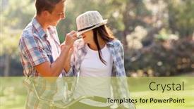  Presentation with teenage - PPT layouts enhanced with handsome-teenage-boy-and-girlfriend background and a yellow colored foreground