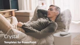  Presentation with living room - Presentation design consisting of handsome-teenage-guy-relaxing background and a gray colored foreground