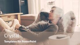  Presentation with teenage - Slide set with handsome-teenage-guy-relaxing background and a coral colored foreground