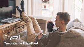  Presentation with movies - Amazing presentation design having handsome-teenage-guy-watching-movies backdrop and a violet colored foreground