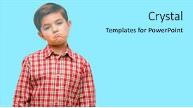  Presentation with child eye - Slide set with handsome toddler child with green background and a arctic colored foreground