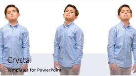  Presentation with sad child - PPT theme enhanced with handsome toddler child with green background and a light blue colored foreground