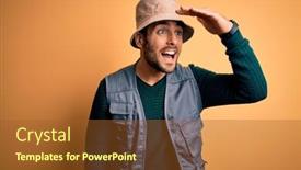  Presentation with explorer - Audience pleasing presentation consisting of handsome-tourist-man-with-beard backdrop and a tawny brown colored foreground