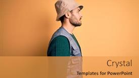  Presentation with explorer - Presentation theme consisting of handsome-tourist-man-with-beard background and a yellow colored foreground