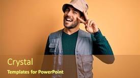  Presentation with explorer - Audience pleasing slide set consisting of handsome-tourist-man-with-beard backdrop and a red colored foreground