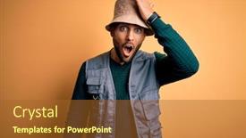  Presentation with vacation - Beautiful slide deck featuring handsome-tourist-man-with-beard backdrop and a red colored foreground