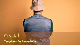  Presentation with explorer - Colorful PPT theme enhanced with handsome-tourist-man-with-beard backdrop and a tawny brown colored foreground