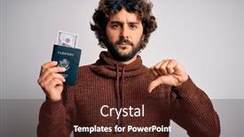  Presentation with passport travel - Slide set consisting of handsome-tourist-man-with-beard background and a tawny brown colored foreground