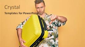  Presentation with blue eyes - Presentation theme consisting of handsome-tourist-man-with-blue background and a yellow colored foreground