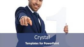  Presentation with navy blue - PPT theme featuring handsome-unshaved-elegant-man background and a ocean colored foreground