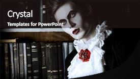  Presentation with vampire - Amazing slides having handsome vampire nobleman studying ancient backdrop and a wine colored foreground