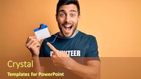  Presentation with identification card - Presentation with handsome-volunteer-man-with-beard background and a red colored foreground