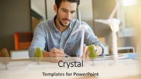  Presentation with turbine - Colorful slide deck enhanced with handsome wind turbine engineer working backdrop and a lemonade colored foreground