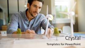  Presentation with turbine - Audience pleasing PPT layouts consisting of handsome wind turbine engineer working backdrop and a lemonade colored foreground