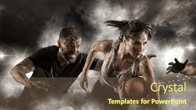  Presentation with rugby - PPT theme with handsome-woman-rugby-player-rugby background and a tawny brown colored foreground