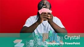  Presentation with gambling - Presentation design with handsome-young-black-man-playing background and a teal colored foreground