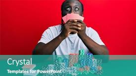  Presentation with gambling - Presentation design featuring handsome-young-black-man-playing background and a teal colored foreground
