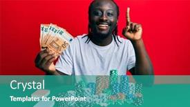  Presentation with poker - Colorful PPT theme enhanced with handsome-young-black-man-playing backdrop and a teal colored foreground