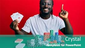  Presentation with playing cards - Slide deck enhanced with handsome-young-black-man-playing background and a teal colored foreground