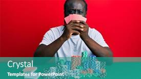  Presentation with gambling - Slide deck having handsome-young-black-man-playing background and a teal colored foreground