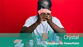  Presentation with gambling - Cool new PPT theme with handsome-young-black-man-playing backdrop and a teal colored foreground
