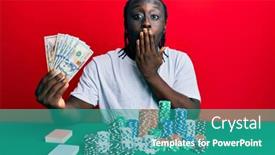  Presentation with poker - Presentation theme consisting of handsome-young-black-man-playing background and a teal colored foreground