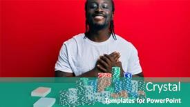 Presentation with poker chips - Cool new presentation theme with handsome-young-black-man-sitting backdrop and a teal colored foreground