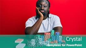  Presentation with poker chips - Theme consisting of handsome-young-black-man-sitting background and a teal colored foreground